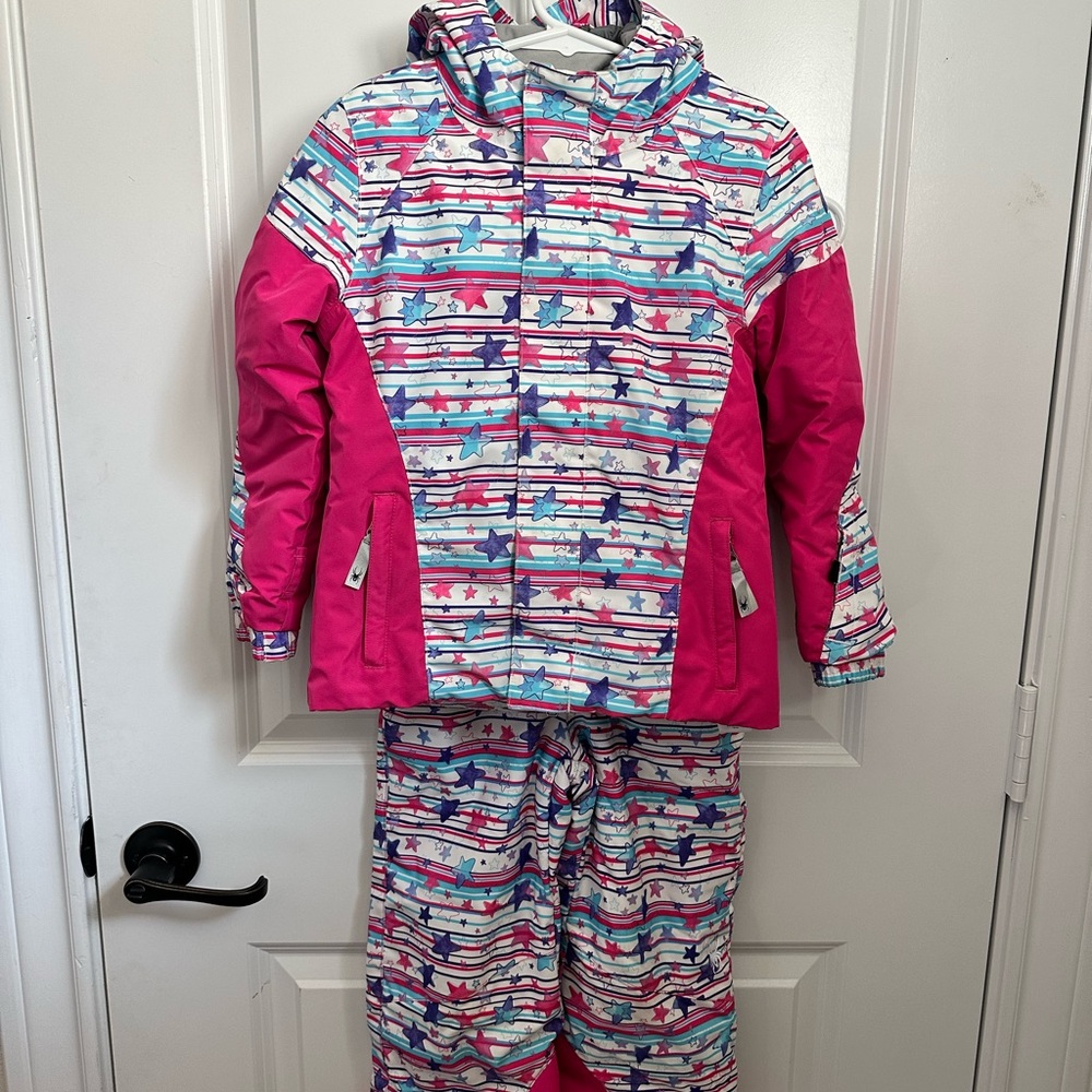 Spyder Pink and White Kids Jacket & Pants Ski Set